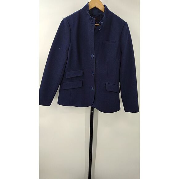 Quince Jackets & Blazers - Quince Women Italian Wool Stand Collar Blazer Navy Blue Outerwear L